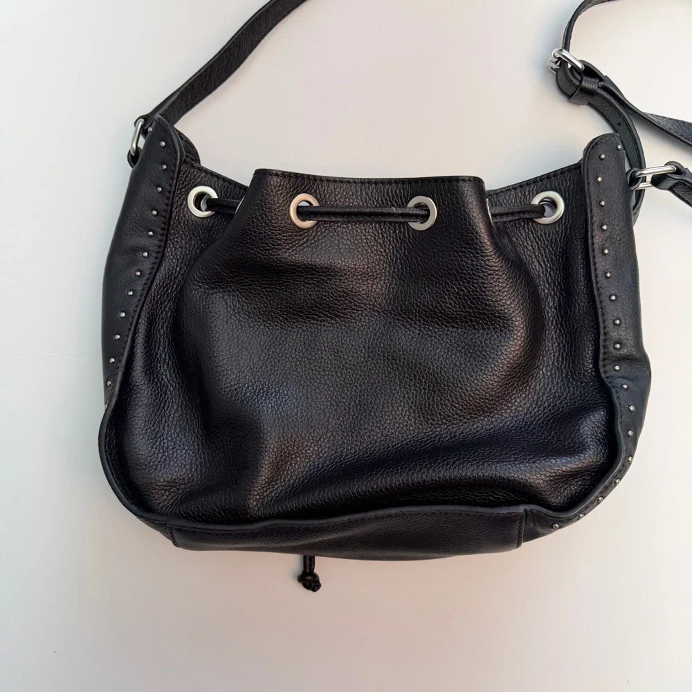 *New* Barney’s New York Black Leather Studded Bucket Bag - Picture 6 of 7